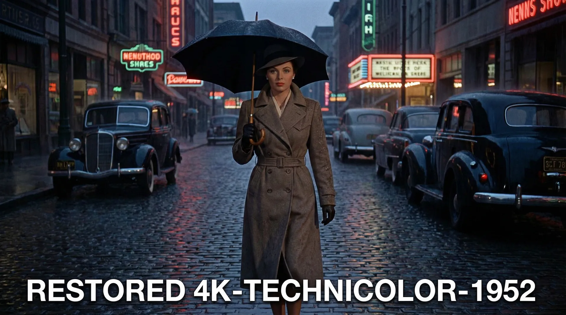 胶片时光机 4K修复画面 - 雨中街景